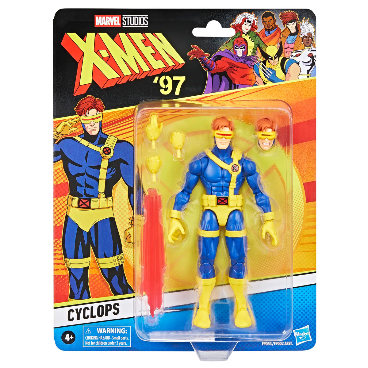 Marvel Cyclops figure back view showing detailed outfit and collectible packaging