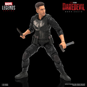 Marvel Daredevil Born Again Punisher figure with 3 weapon accessories for action-ready display.
