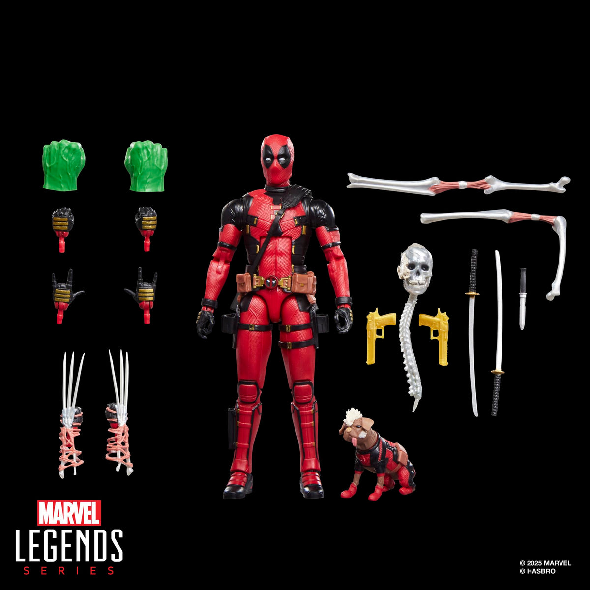 Marvel Dogpool figure close-up highlighting non-articulated miniature design.