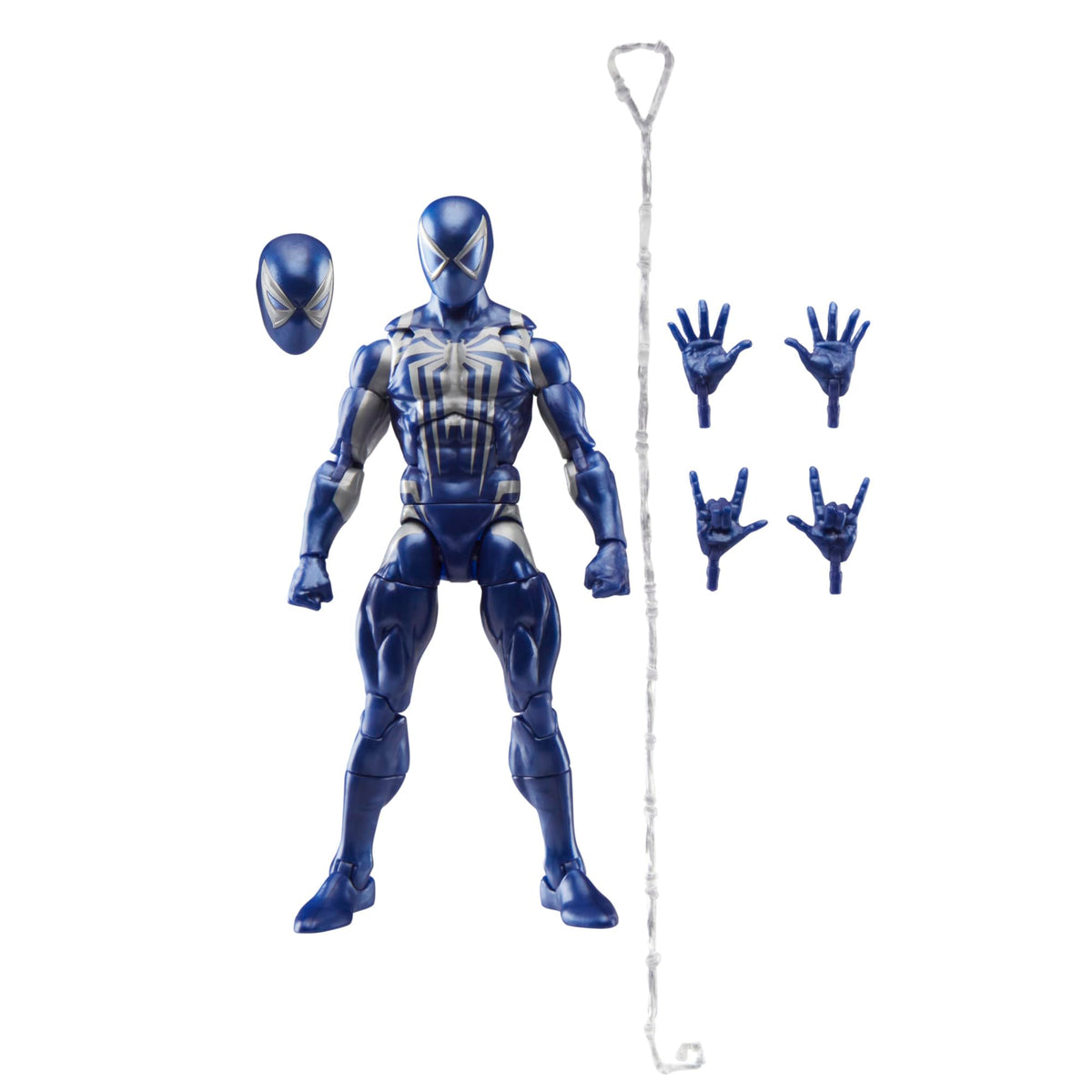Marvel Legends Peter Parker figure in front view showcasing Anti-Venom suit for display