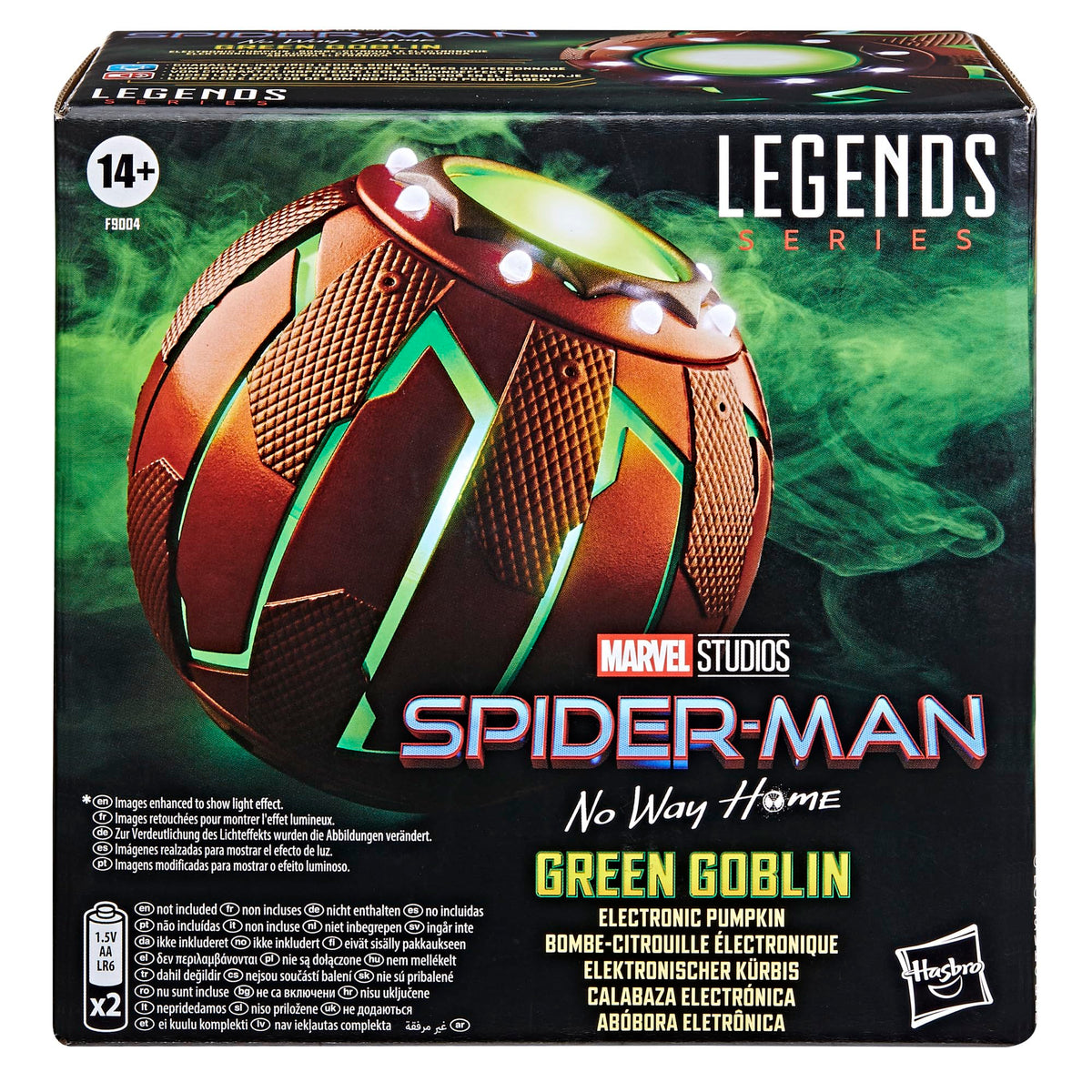 Marvel Green Goblin pumpkin lights up with dramatic effects for cosplay