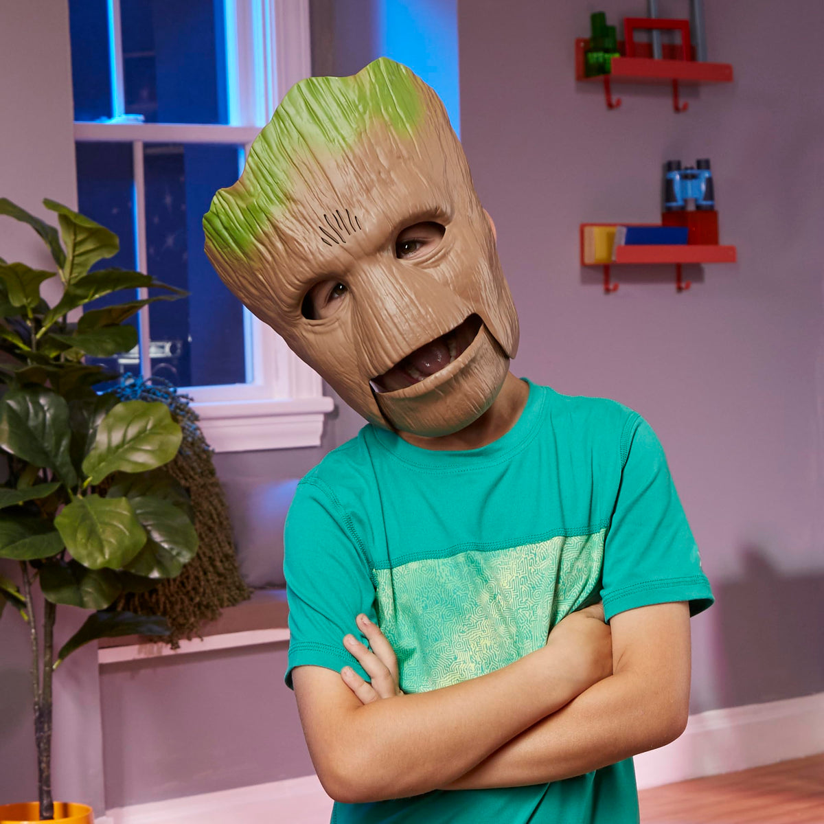 Detailed Groot mask texture capturing a sci-fi hero vibe.