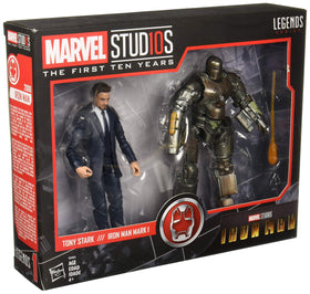 Marvel Hasbro Tony Stark and Iron Man Mark 1 figures showcasing premium articulation.