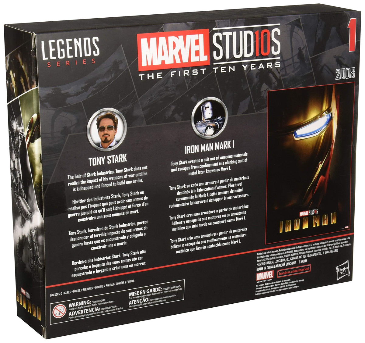 Marvel Hasbro Tony Stark and Iron Man Mark 1 2-pack in-box packaging for safe delivery.