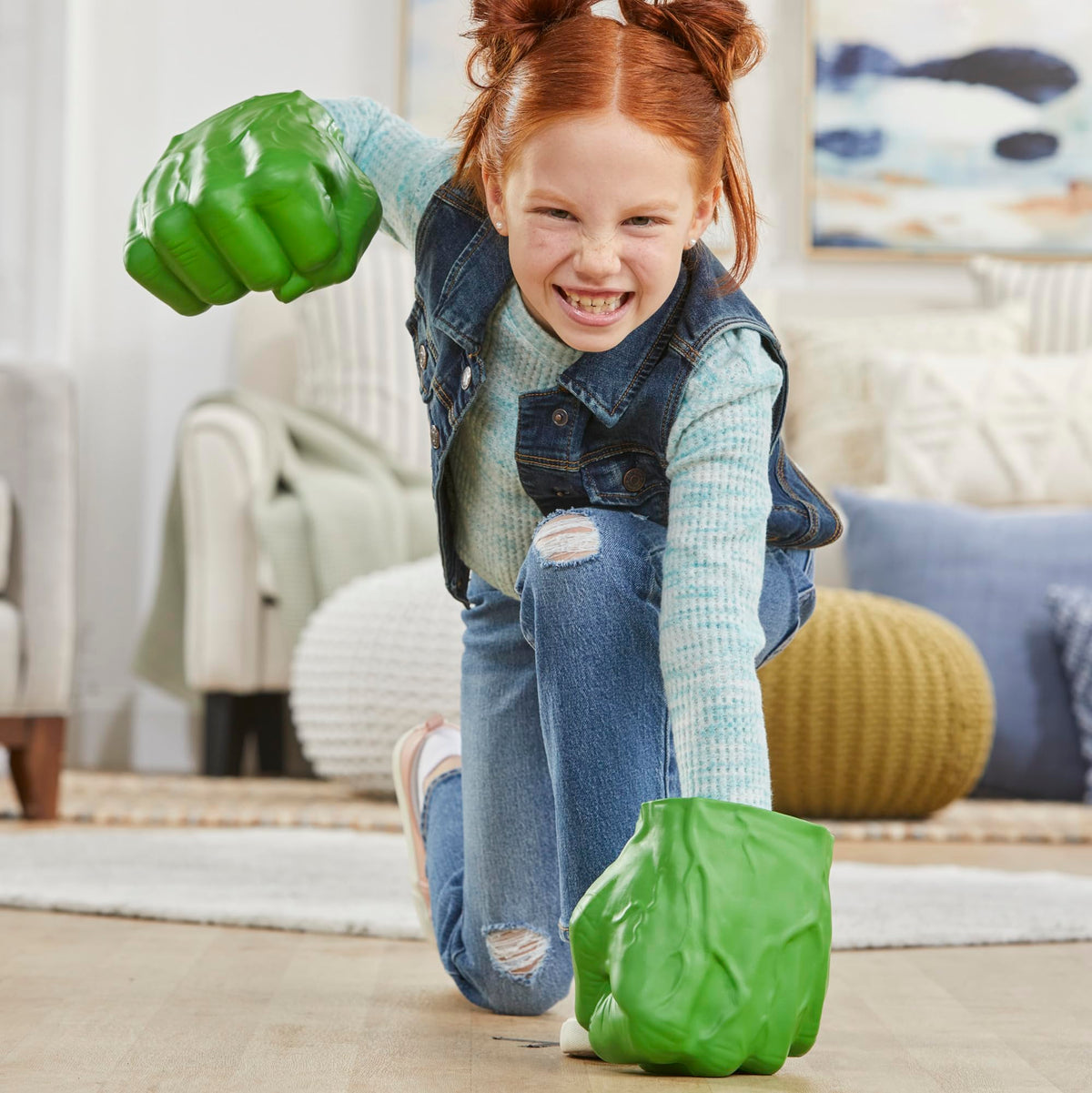 Grip bands visible inside Marvel Hulk Gamma Smash Fists for secure wear