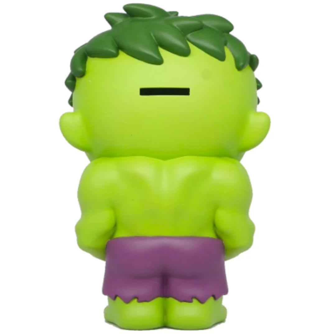Marvel Hulk PVC Bank display piece enhances room decor with playful Marvel charm.