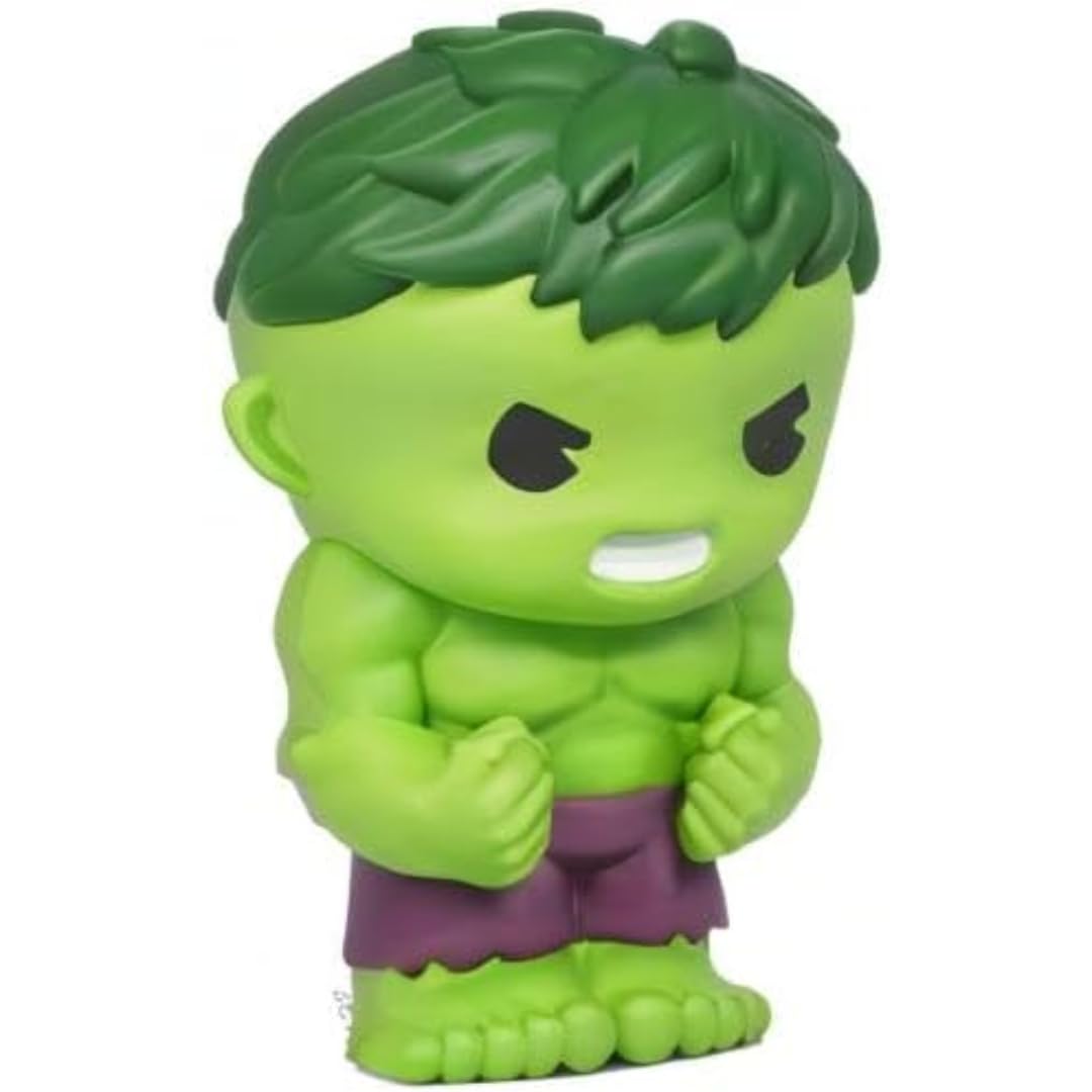 Marvel Hulk PVC Bank eight-and-a-half-inch height makes a striking desk display.