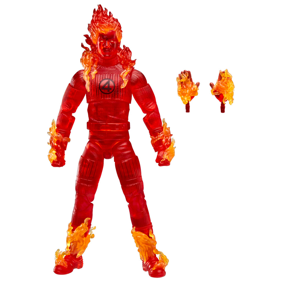 Marvel Humantorch first steps figure in fiery stance for display.