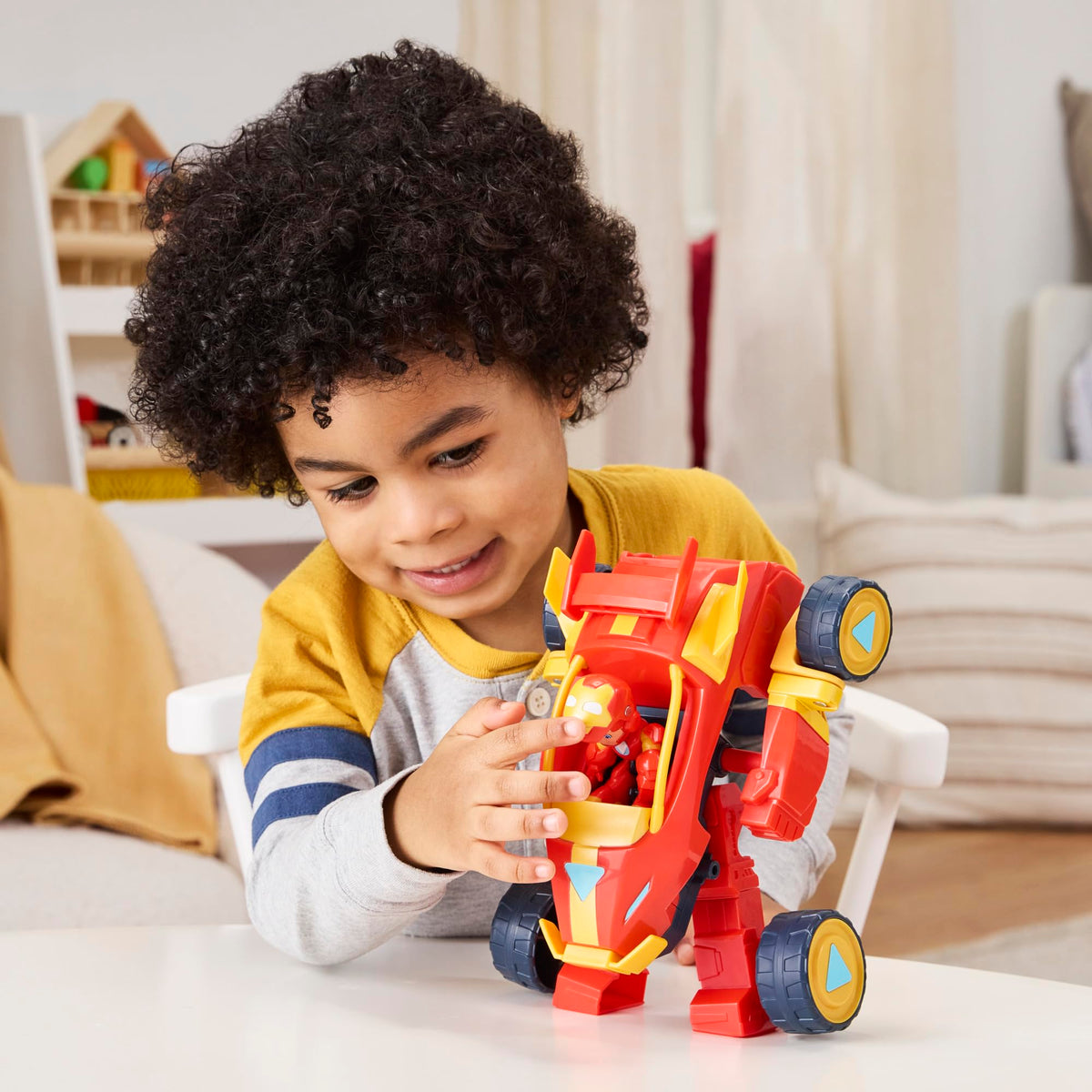Marvel Iron Man, Iron Hulk, and Ironheart characters encourage imaginative teamwork.