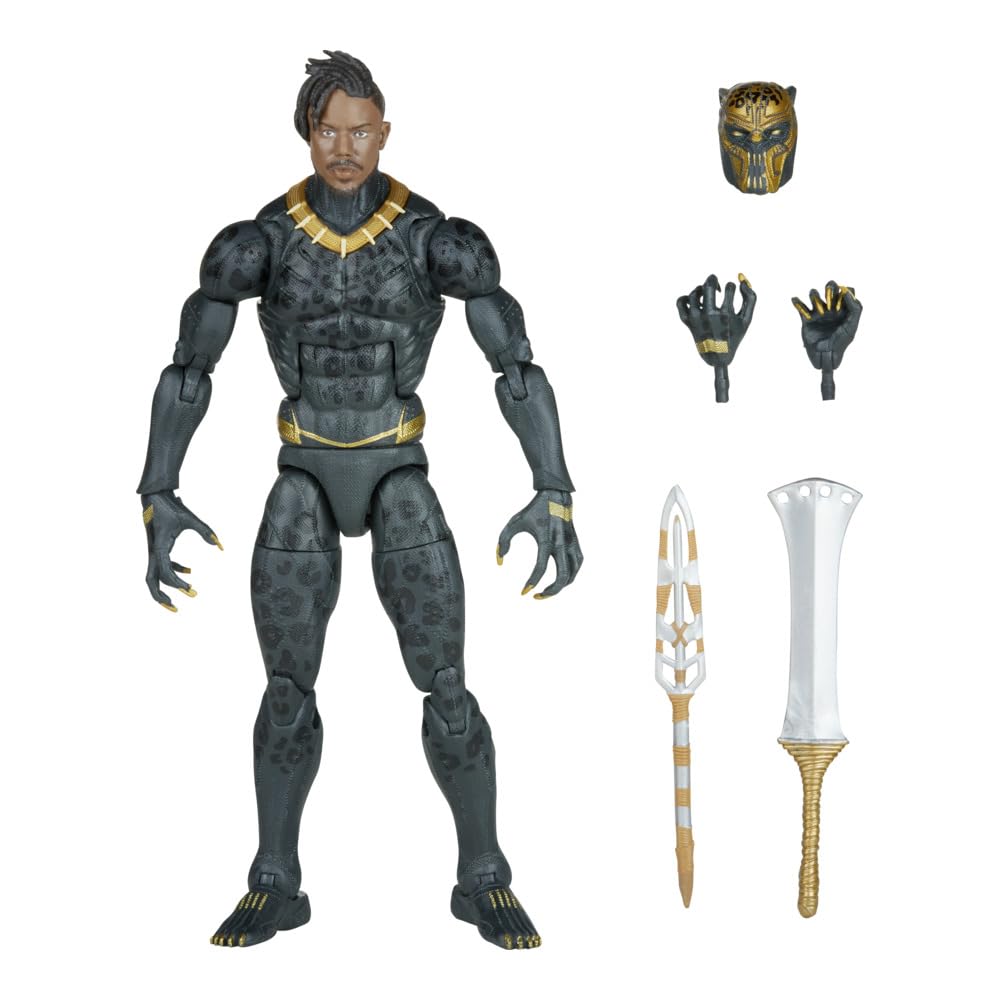 Marvel Legends Killmonger weapons-accessories set enhances battle-ready display options.