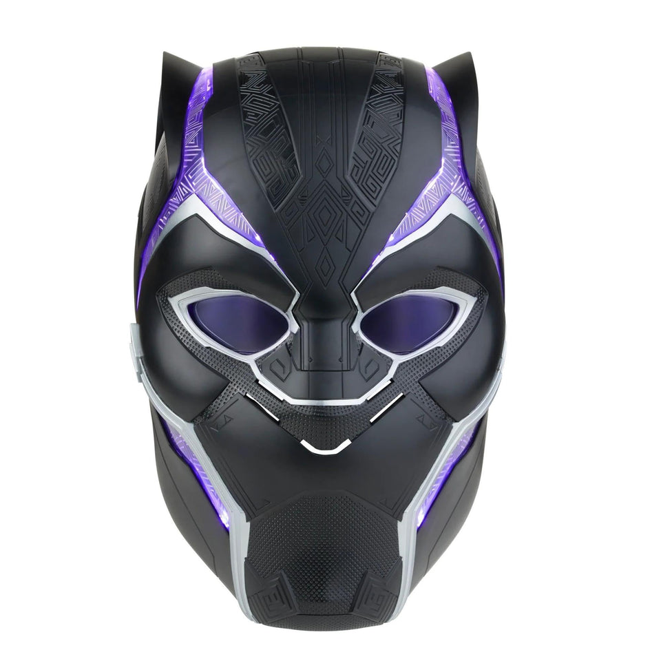 Marvel Legends Black Panther helmet front view for display authenticity