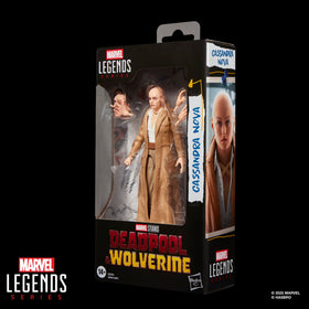 Display-ready Marvel Legends Cassandra Nova figure on shelf