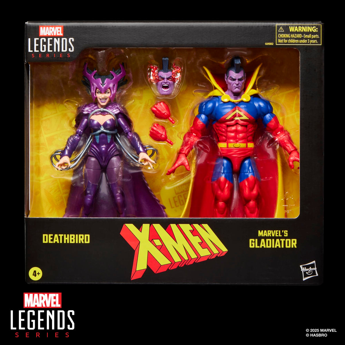 Marvel Legends Deathbird & Gladiator two-pack, front view, ideal for dynamic shelf poses.