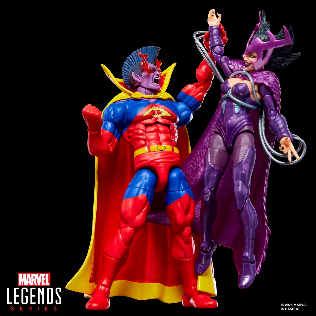 Window-box packaging from Marvel Legends Deathbird & Gladiator two-pack for neat shelf display.
