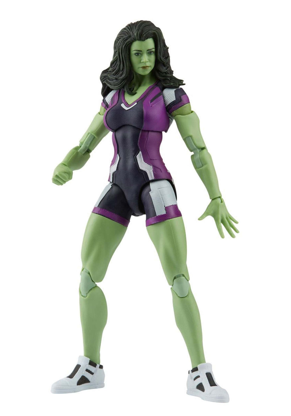 Marvel Legends Disney Plus She-Hulk action figure front view for dynamic posing and display.