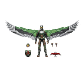 Marvel Legends Falcon deluxe wing backpack for dynamic flight poses.