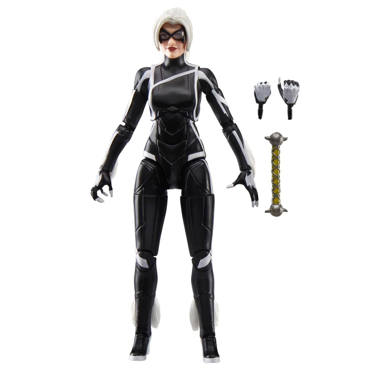 Marvel Legends Gamerverse Black Cat front view for display-worthy collection.