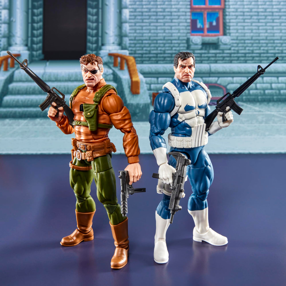 Marvel Legends Gamervers Punisher Nick Fury accessories highlight storytelling options.