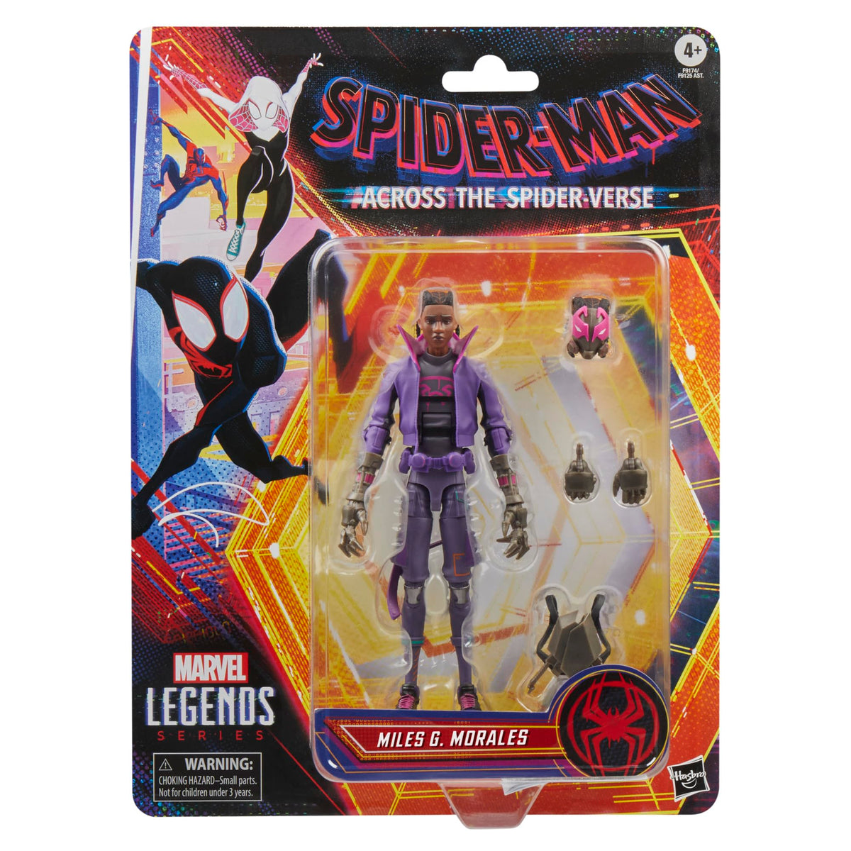 Marvel Legends Miles Morales Prowler with alternate masked head for pose versatility.