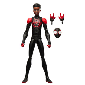 Marvel Legends Miles Morales figure in a dynamic main pose for shelf display.