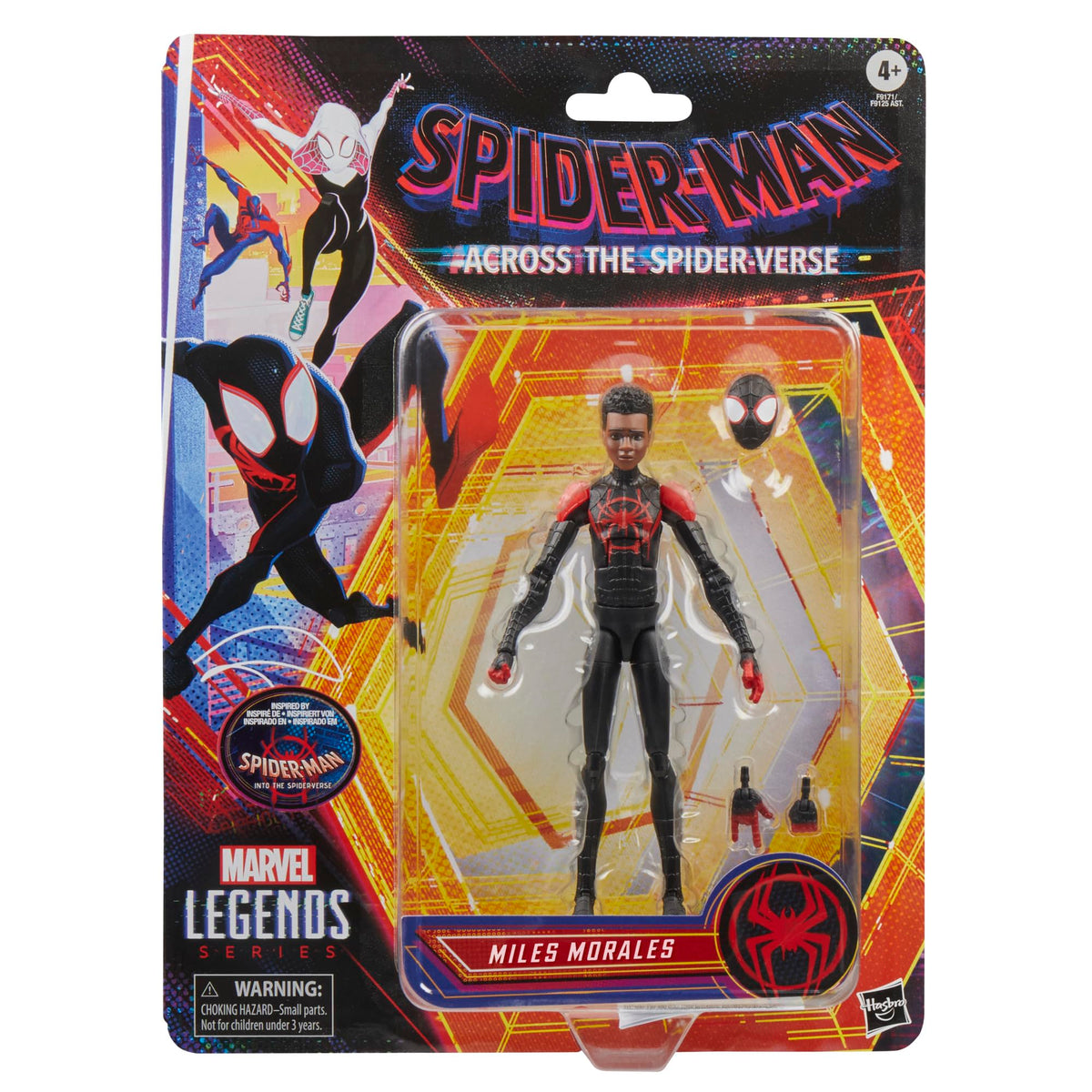 Marvel Legends Miles Morales with unmasked head for expressive display options.