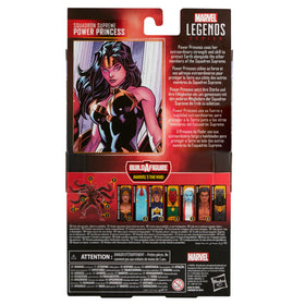 Marvel Legends Power Princess packaging features premium deco and branding.