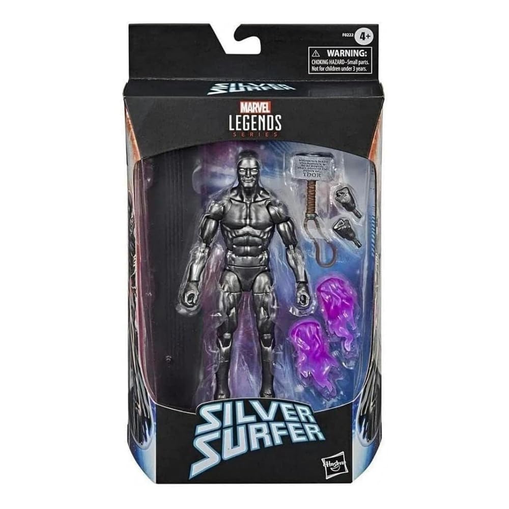 Marvel Legends Silver Surfer figure front view for dynamic display and posing