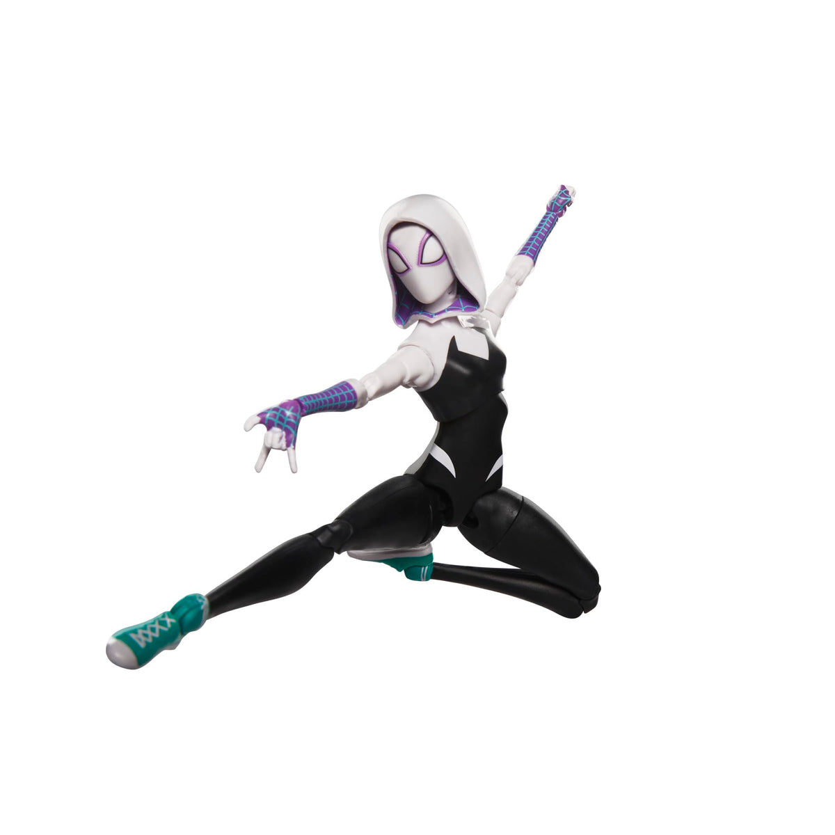 6-inch Spider-Gwen figure with over 20 articulation points for dynamic posing