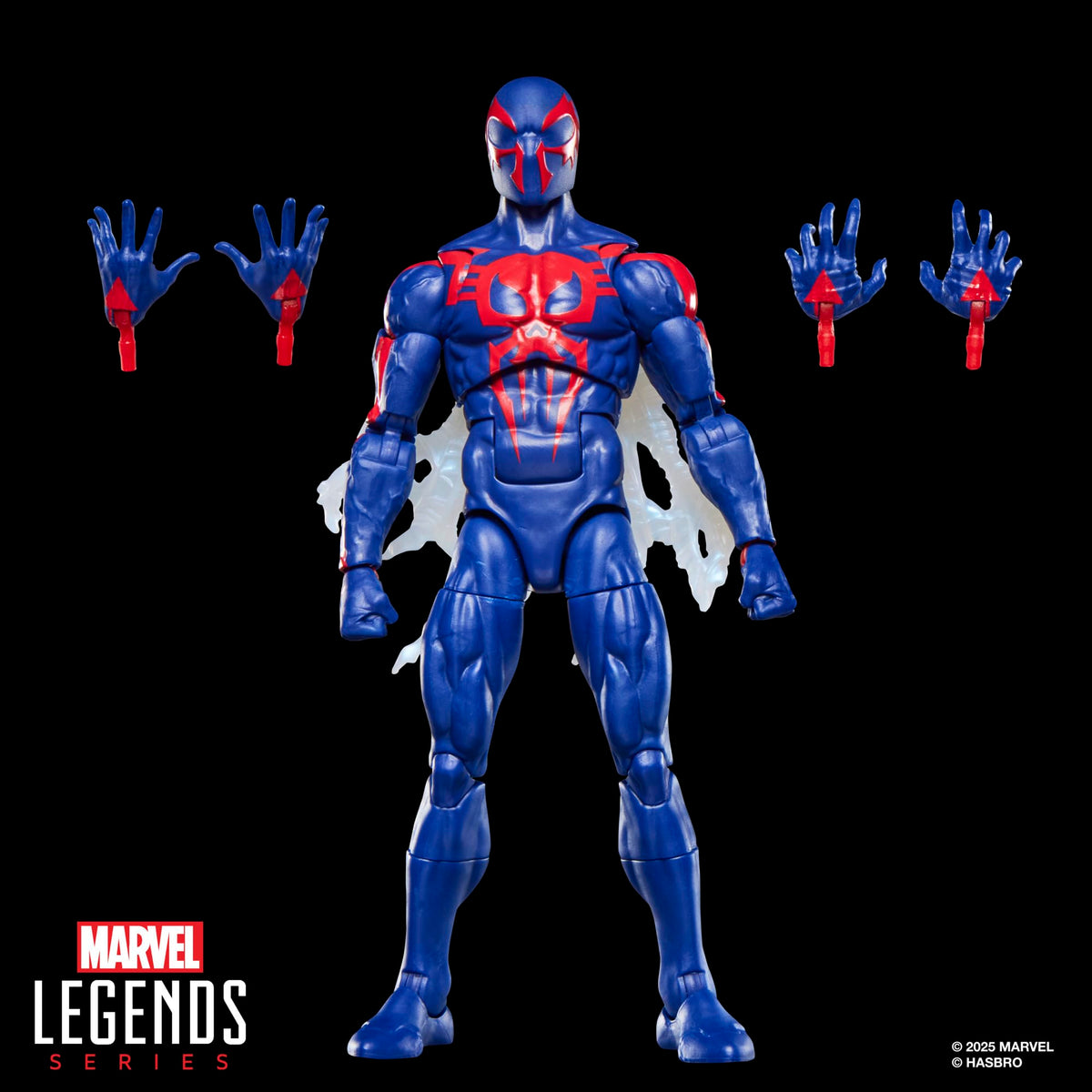 Spider-Man 2099 poseability highlights multiple articulation points for dynamic posing