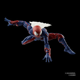 Marvel Legends Spider-Man Unlimited action figure in a dynamic display pose for shelves.