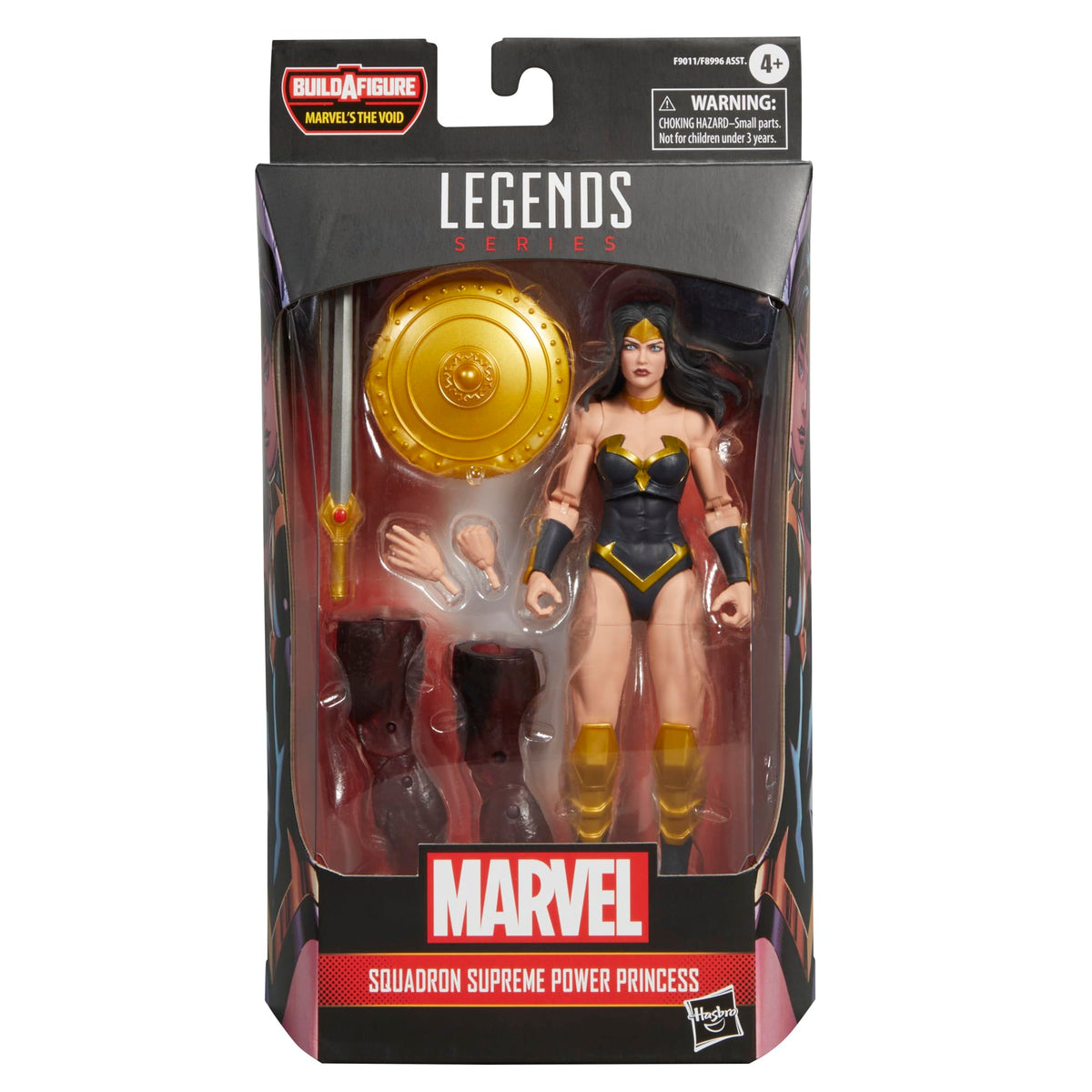 Marvel Legends Power Princess with sword and shield showcases authentic accessories.