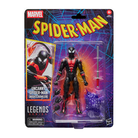 Marvel Legends Uncanny Spider-Man Nightcrawler front view highlights premium poseability for dynamic displays.