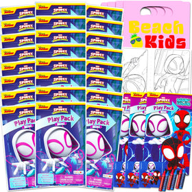 Marvel Spider Girl Gwen Stacy mini party favors with coloring pages and stickers for creative fun.