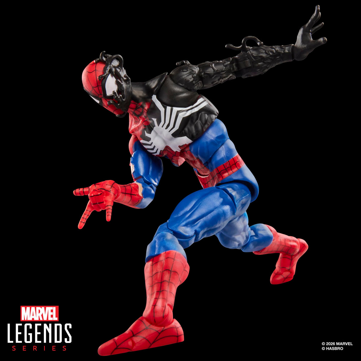 Marvel Spider-Man Alien Costume includes two alternate hands for posing