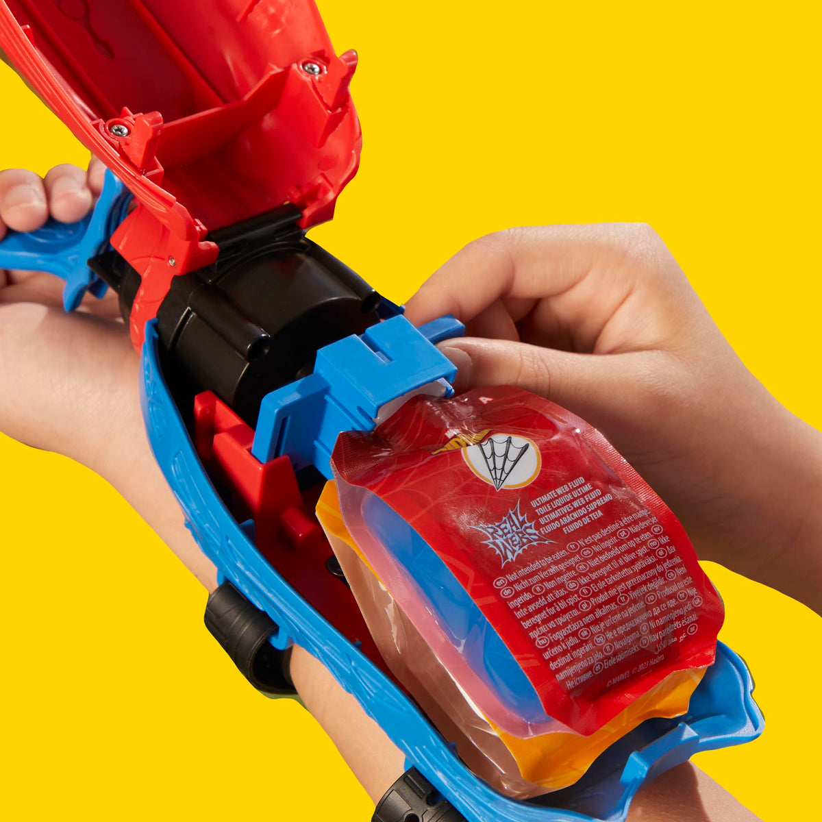 Marvel Spider-Man blaster press-action captures the thwip blast motion.