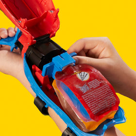 Marvel Spider-Man blaster press-action captures the thwip blast motion.