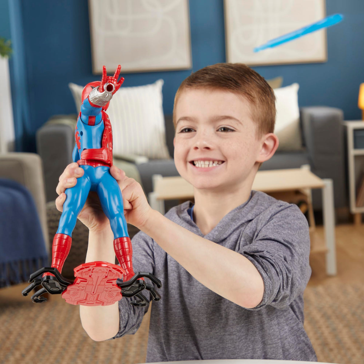 Marvel Spider-Man Thwip Blast web projectiles included for extra launch action.