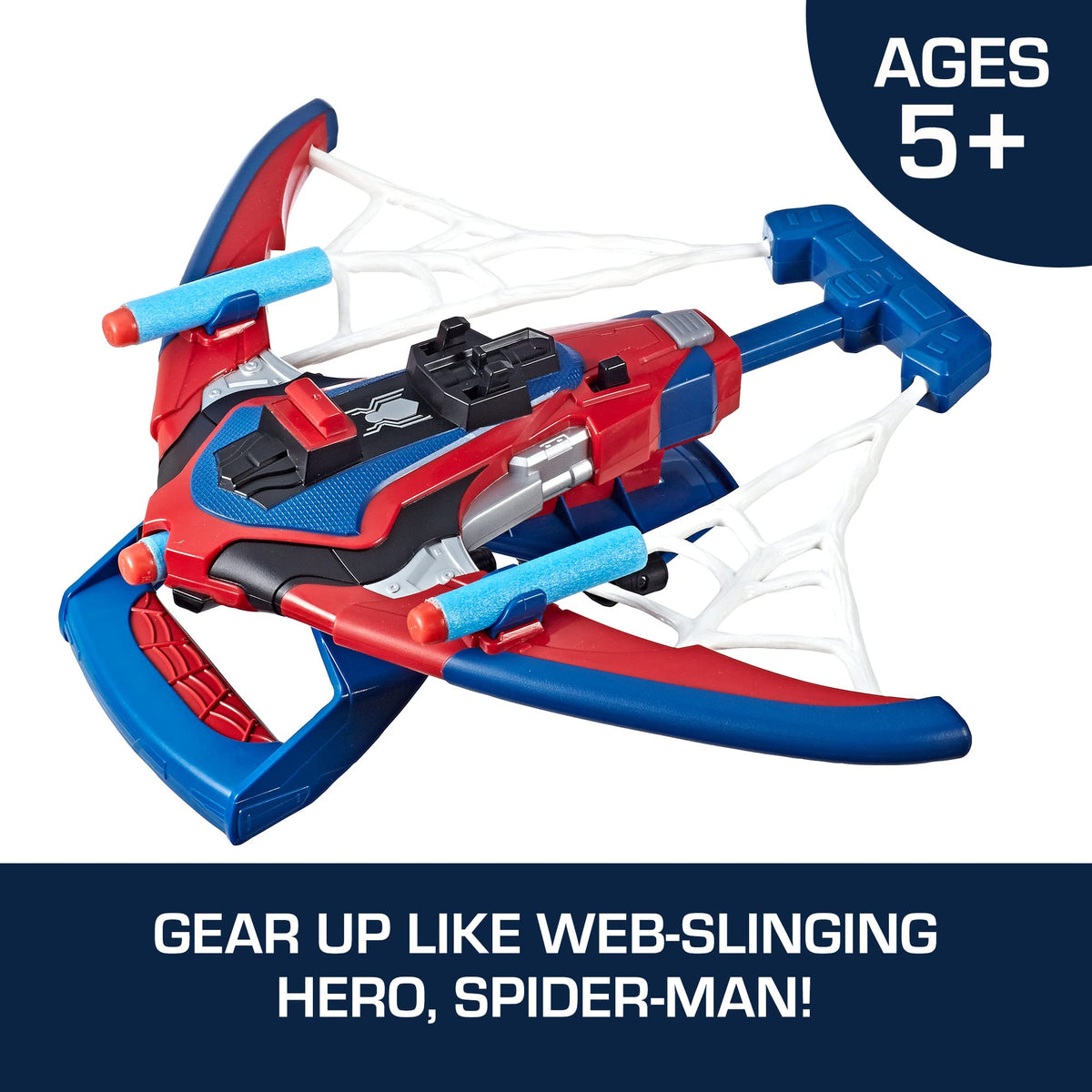 Marvel Spider-Man Web Shots Spiderbolt blaster in use during pretend battle