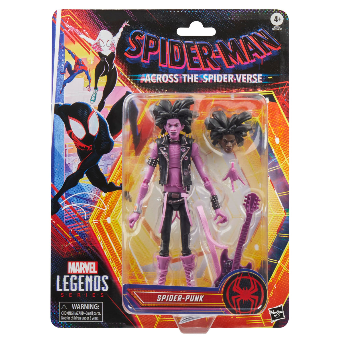 Marvel Spider-Punk 6-inch figure articulation highlighted for dynamic shelf posing.