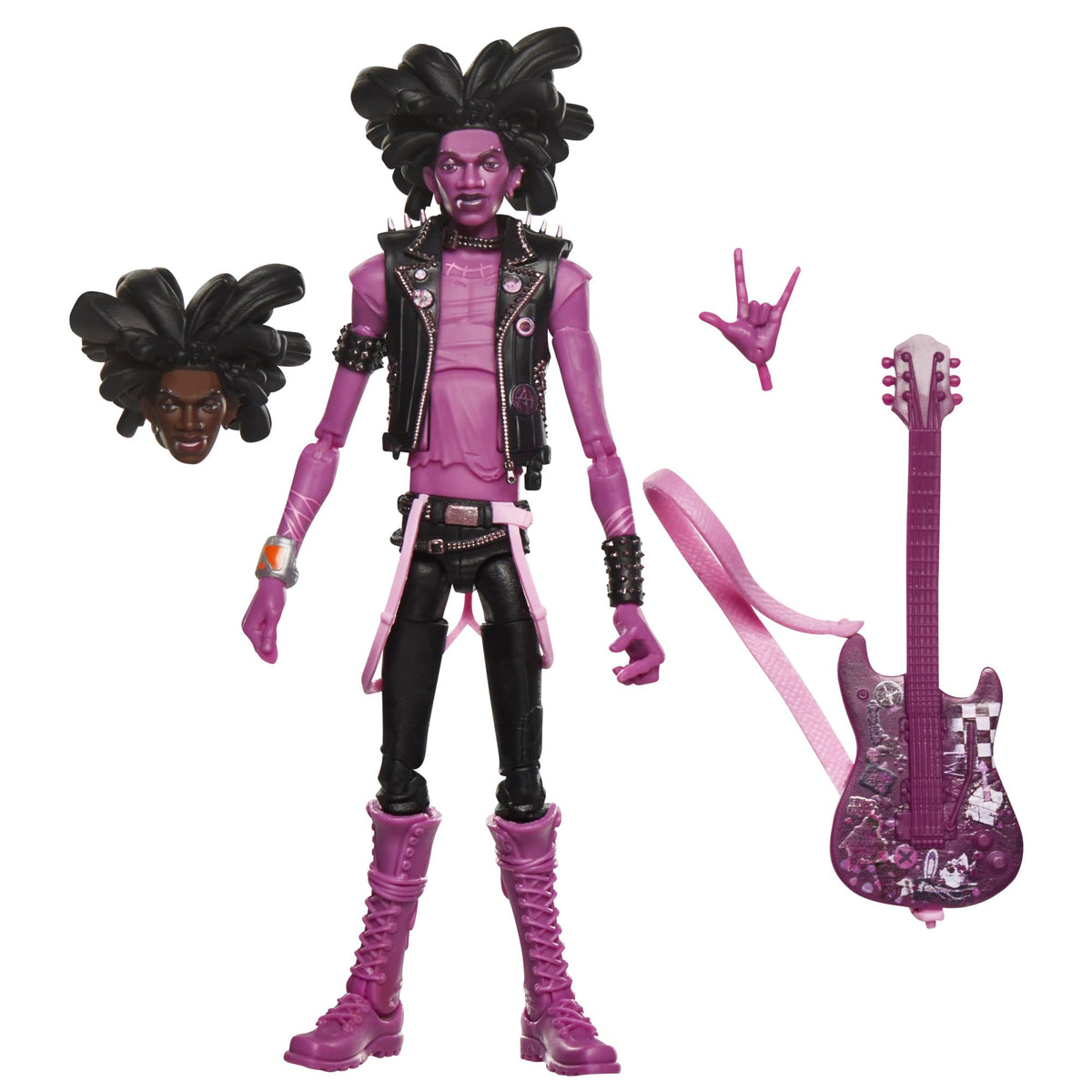 Marvel Spider-Punk 6-inch figure front view with premium deco for display and posing.