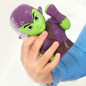 Marvel Spidey and Friends organizer bucket with pour spout keeps bath toys tidy