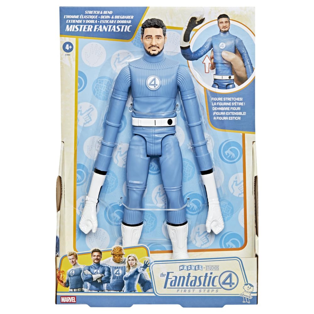 Marvel Stretch & Bend Mister Fantastic figure demonstrates stretching action for imaginative play
