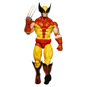 Marvel Wolverine costume texture details, highlighting fabric-like sculpt and bold colors.