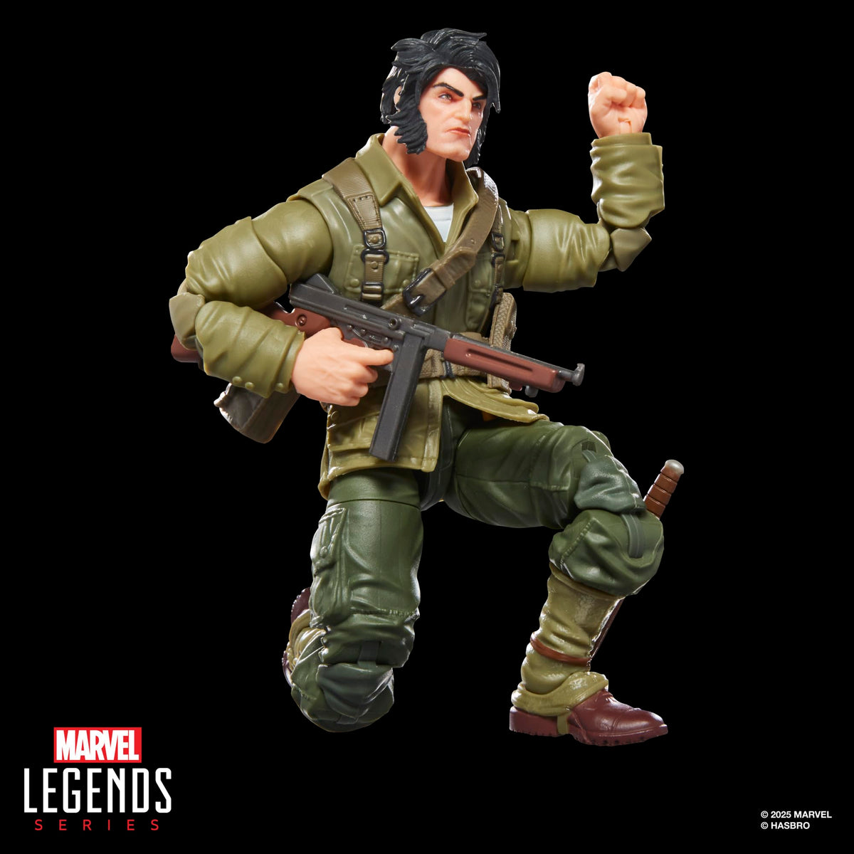 Marvel Wolverine WWII Logan figure accessories showcase with hands, head, and satchel