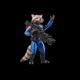 Close-up of Marvel's Rocket detail deco for collectors.
