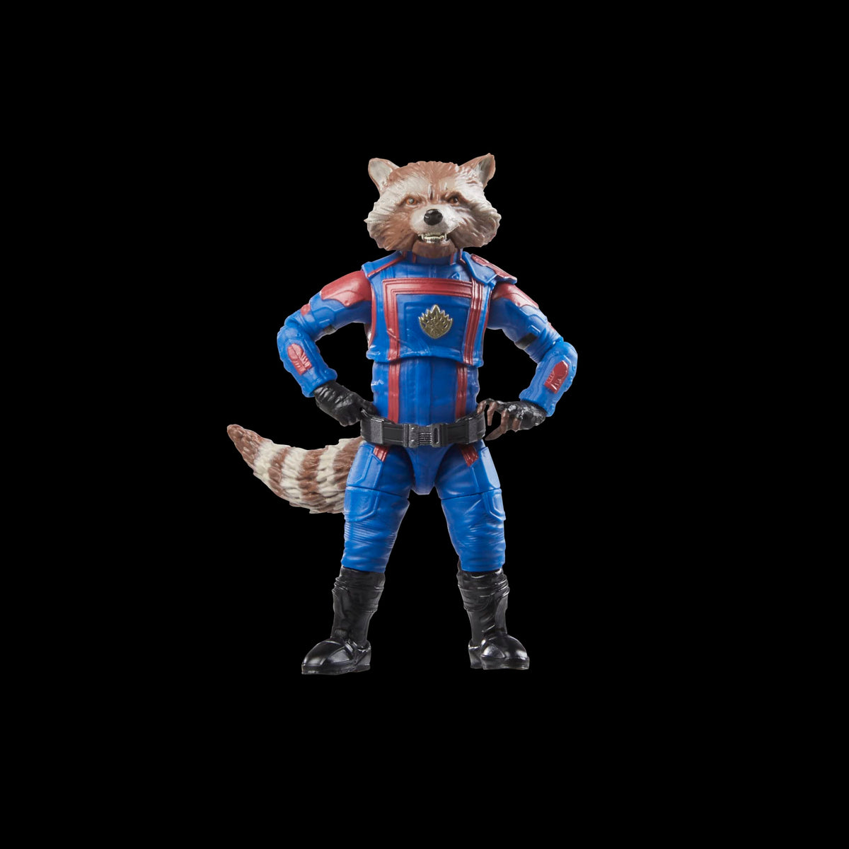 Rocket figure on a Guardians display shelf for fans.