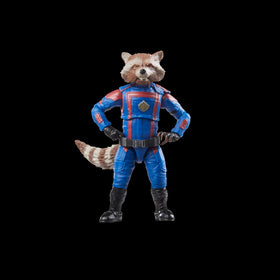 Rocket figure on a Guardians display shelf for fans.