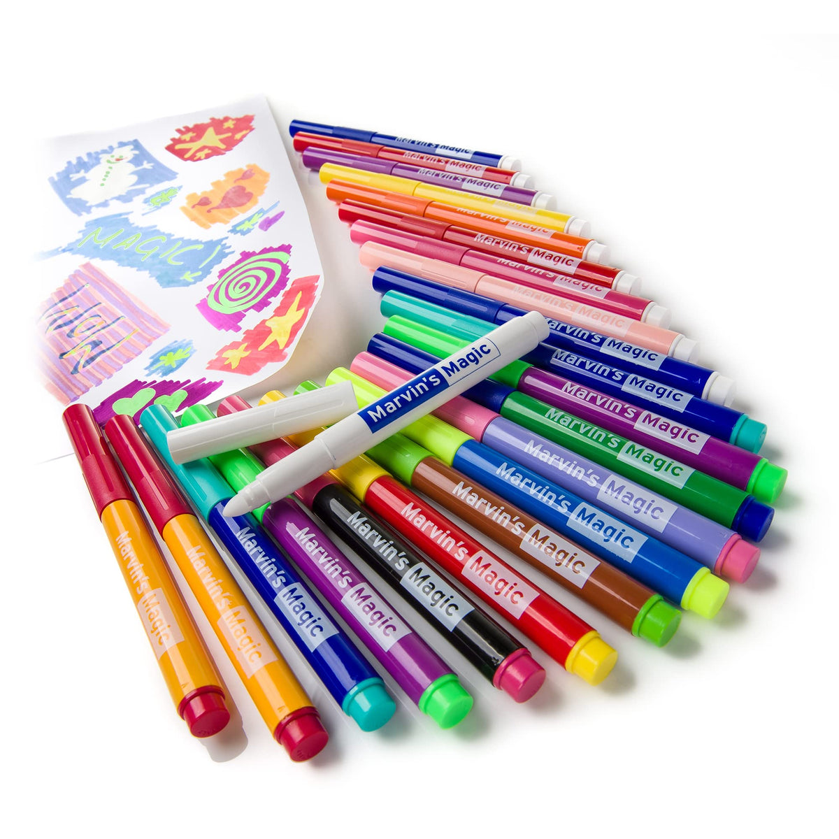 Marvin's Magic color-changing pens showcase instant hue shifts for playful 3D lettering.