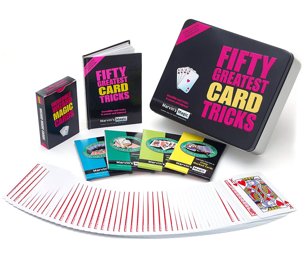 Marvin's Magic Fifty Greatest Card Tricks set in gift tin for easy gifting and home magic