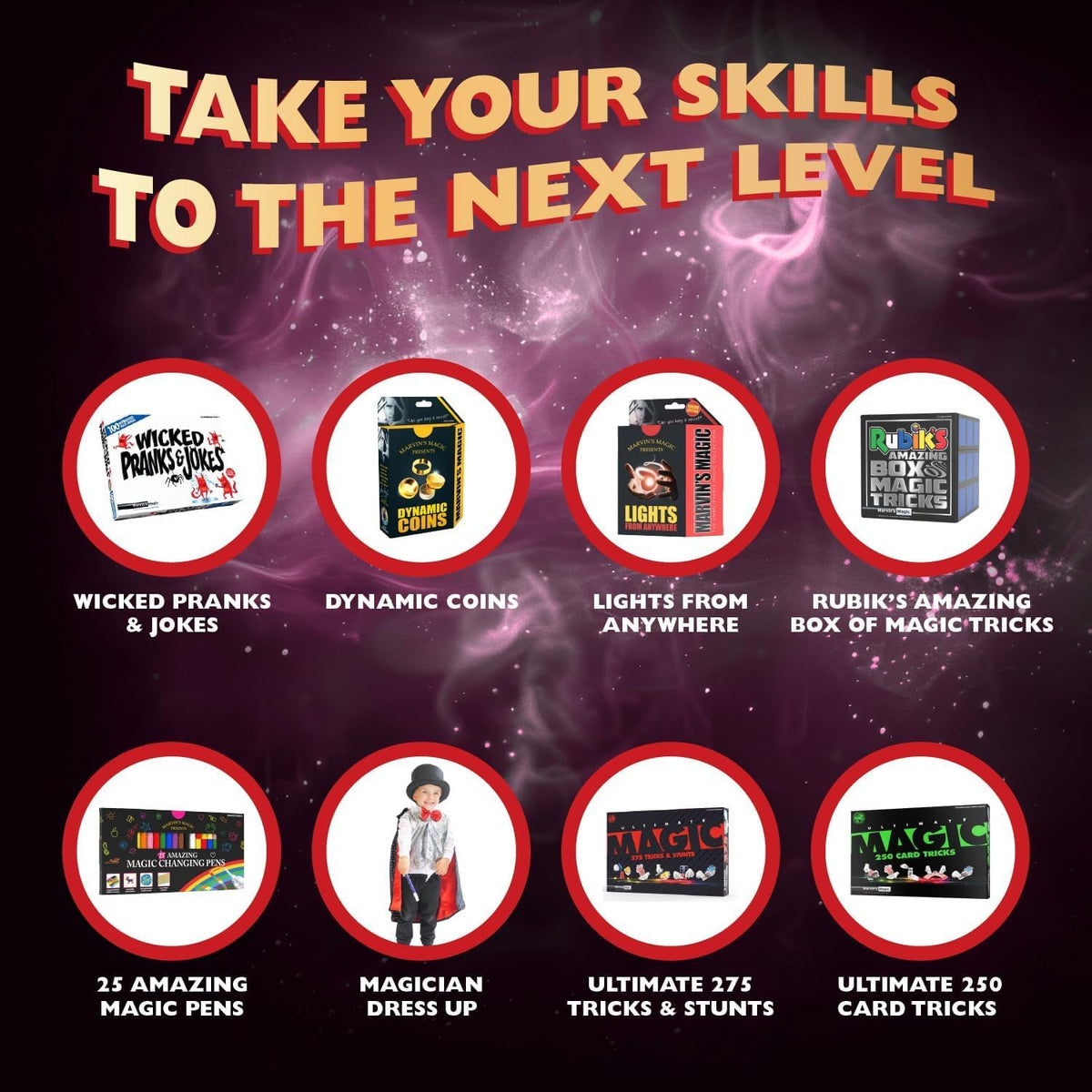 Marvin's Magic party-ready setup facilitates entertaining performances and social trick demonstrations